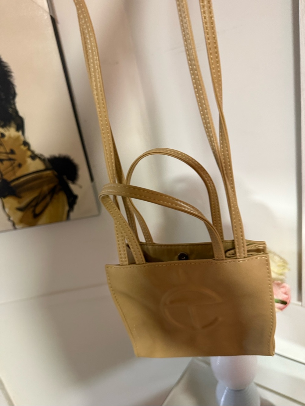 Telfar Small Tan Mini Tote with Long Straps